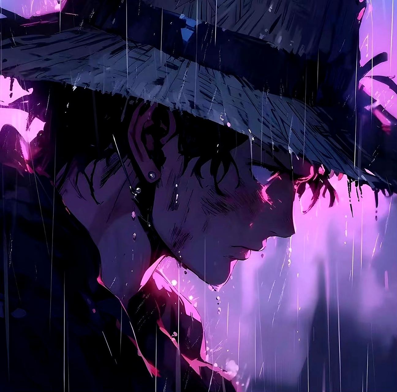 雨夜的动漫男主们,凭添了一份帅气,by midjourney.