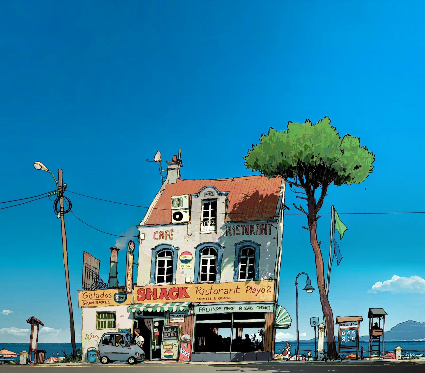 画师alariko建筑与风景插画欣赏,用画笔挖掘街头巷尾的美景