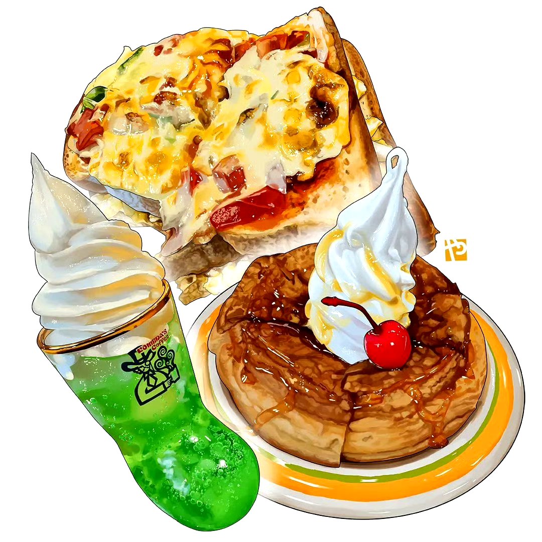 其作品以美食为主题,风格细腻且富有创意,常常将食物的细节与色彩表现