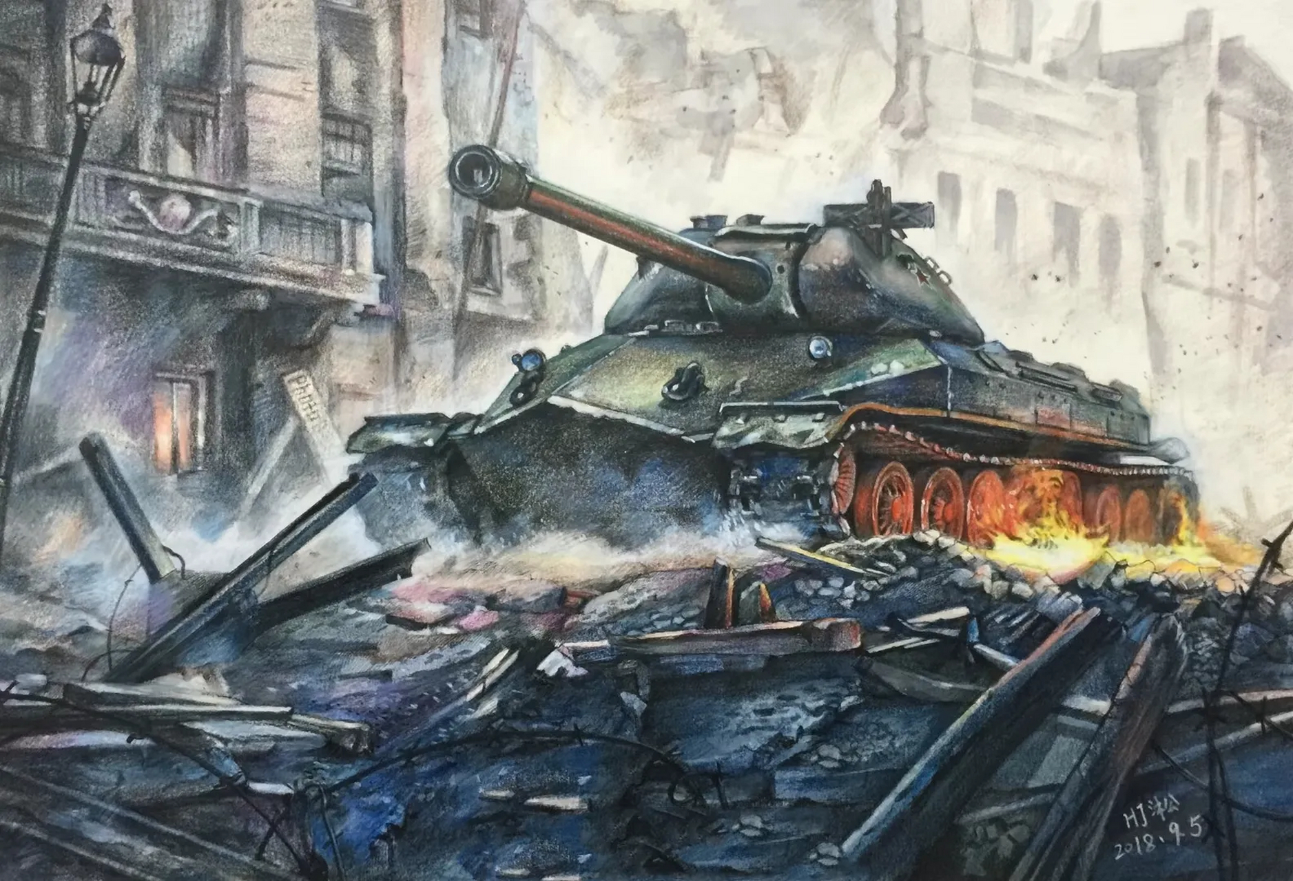 一组二战装甲车辆插画作品欣赏,充满了岁月的沧桑.