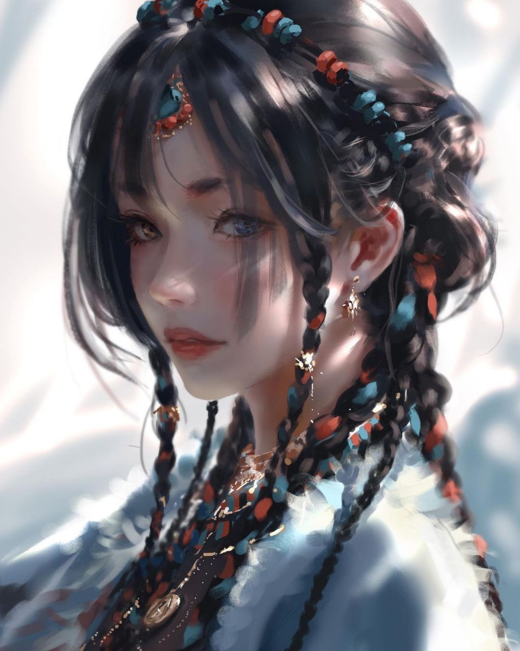 画师wlop 676767人物插画作品欣赏,每一张都十分的精致.