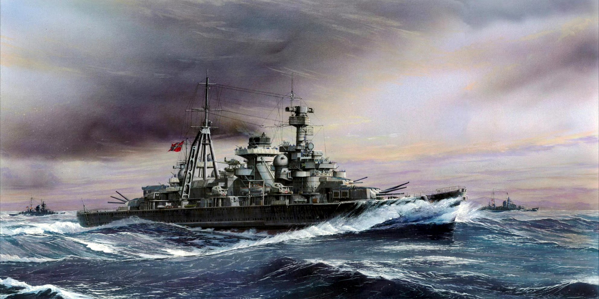 画师"画船的漩涡"绘制的德国巡洋舰巡洋舰罗恩号