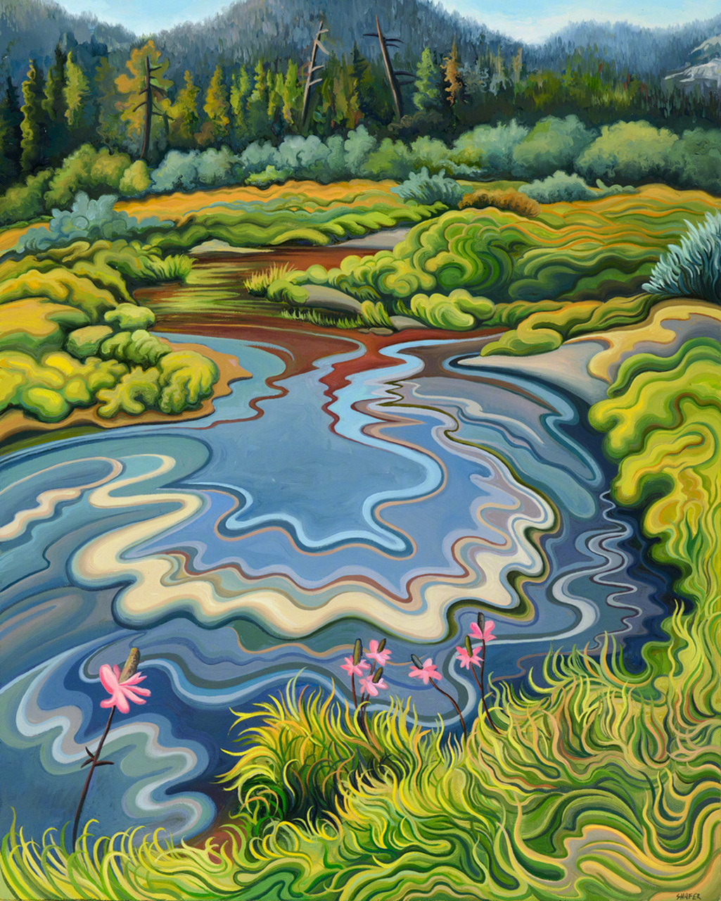 shafer风景作品欣赏,运用绚丽的色彩和流畅的线条描绘抽象的景象