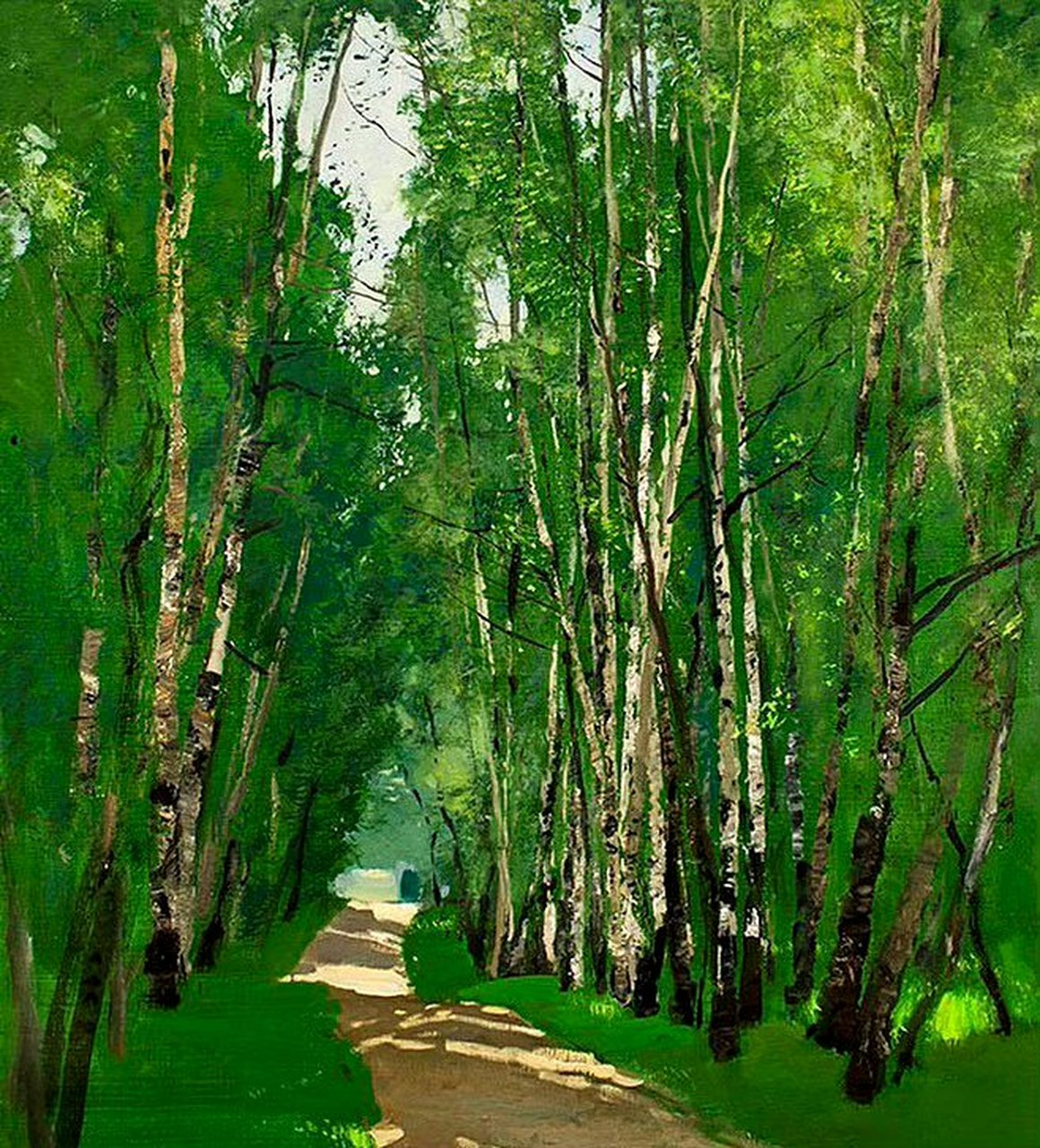 画家艺术家 danchev_s油画作品欣赏,将树林的绿色与光影描绘到了极致.