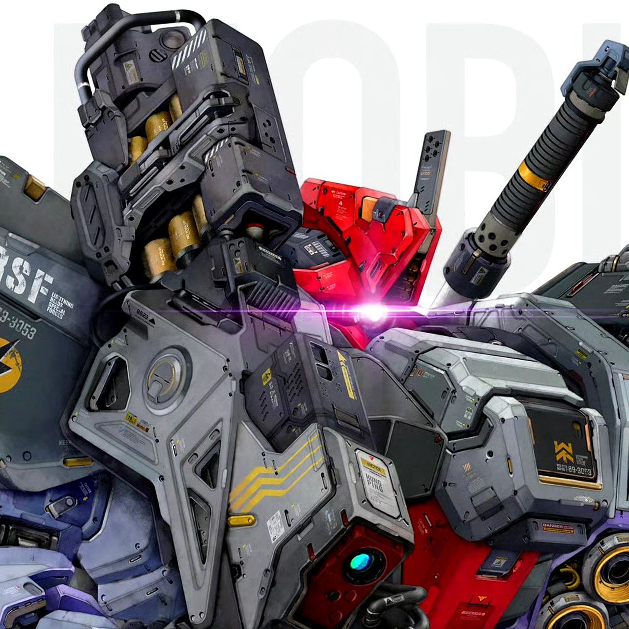 画师hung ping创作的高达拼接插画:机动战士高达 高机动实验型大魔.