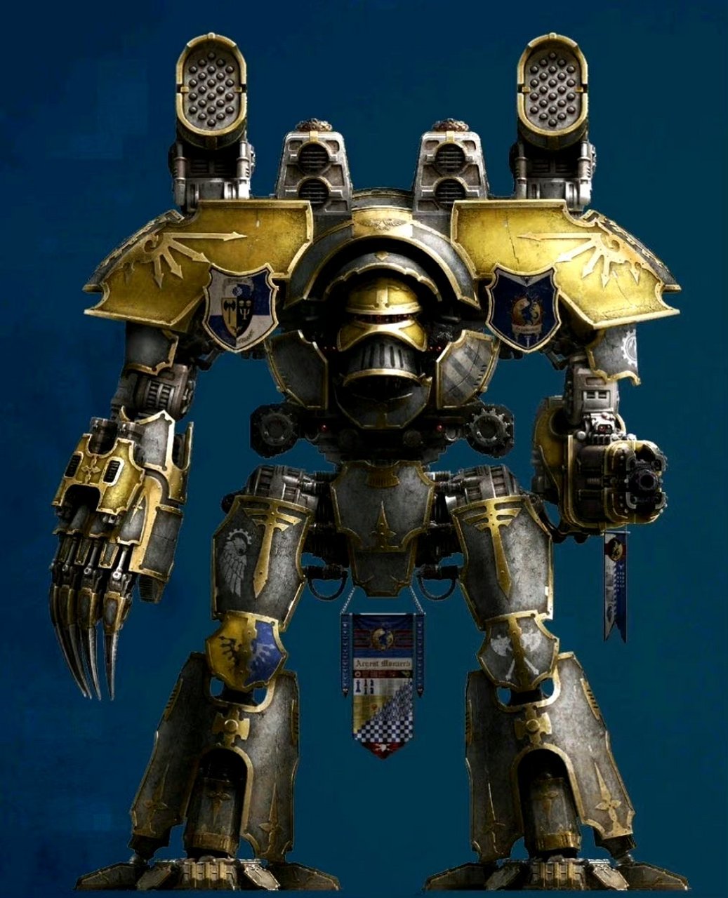 一组游戏《战锤》系列泰坦机甲设计欣赏,展现了不同风格和样式的机体.