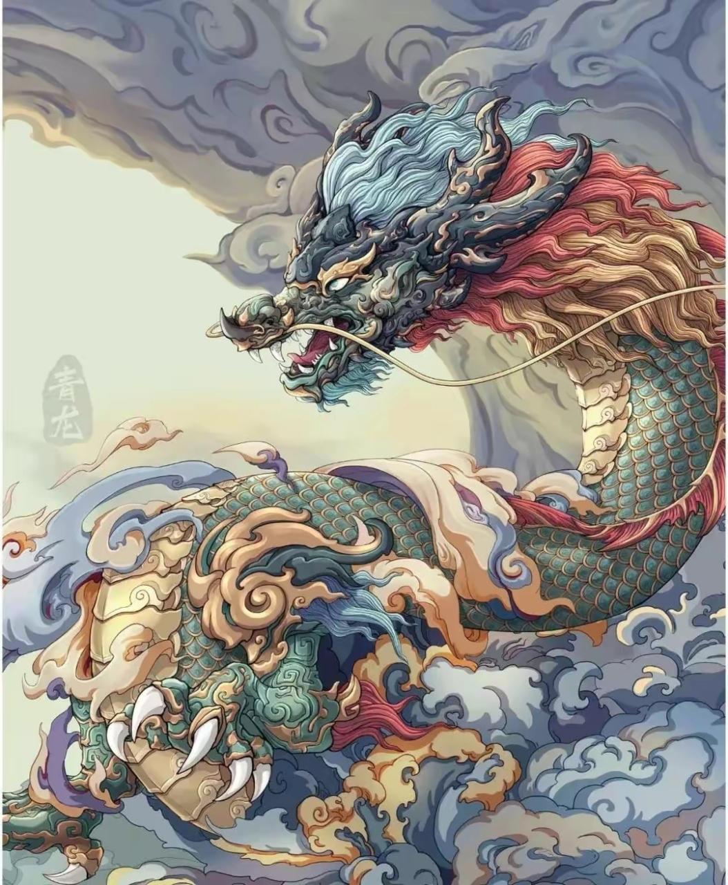 一组山海经瑞兽插画欣赏,用现代的风格再现了传说中的生物,by 大象的