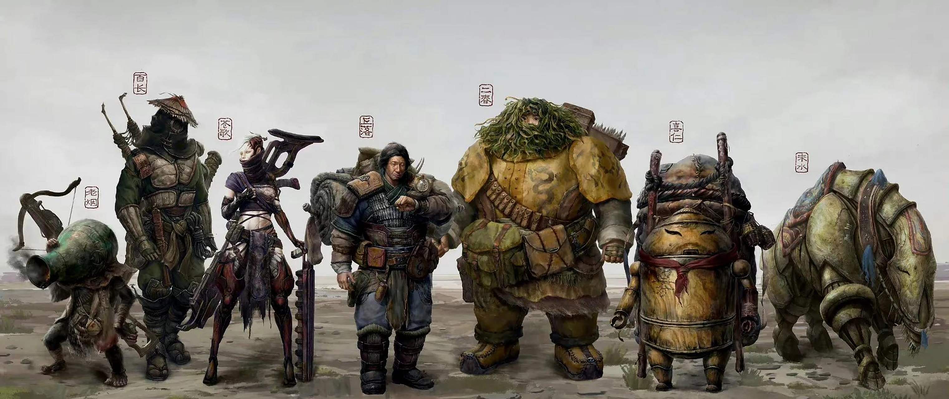 一组末世风格的人物设定欣赏,风格各异的服饰体现了人物的性格,by