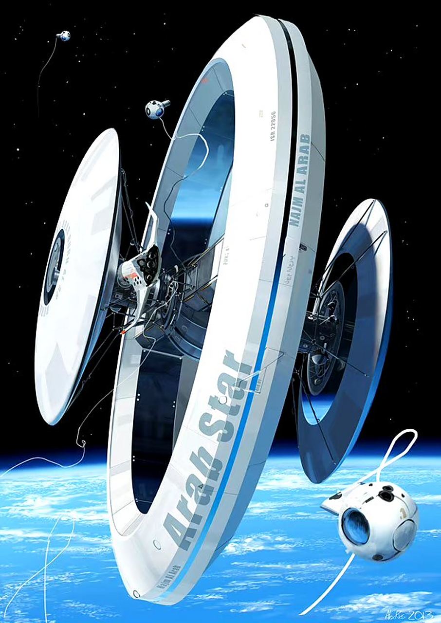 画师alex ries科幻作品欣赏,未来空间站,阿拉伯之星(star of arabia).
