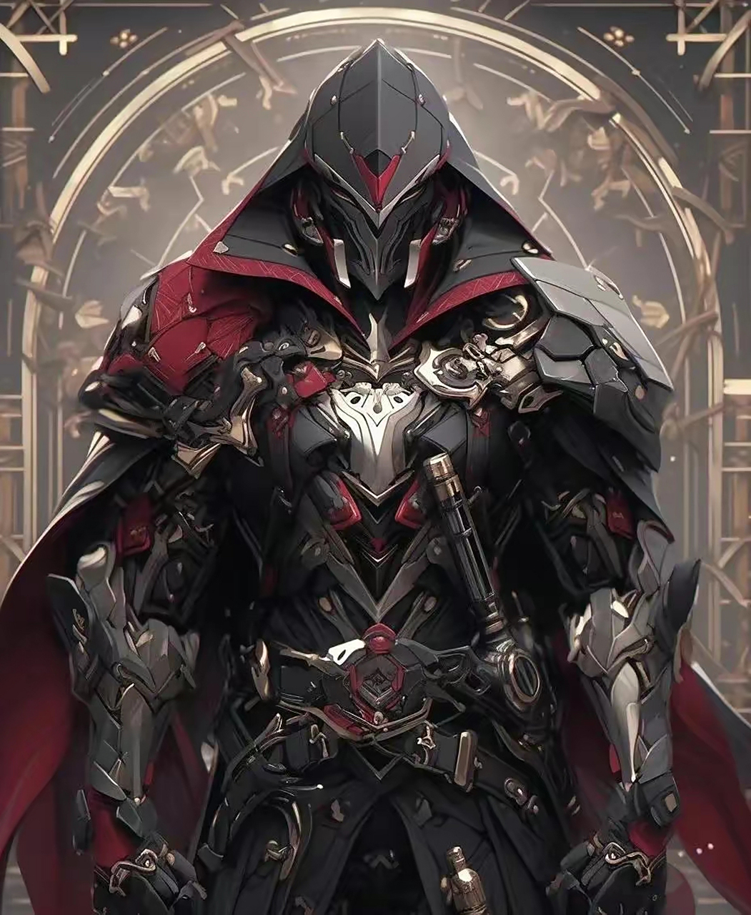 ai创作的一组红衣白银骑士,色彩对比强烈,造型厚重,by anchoret.