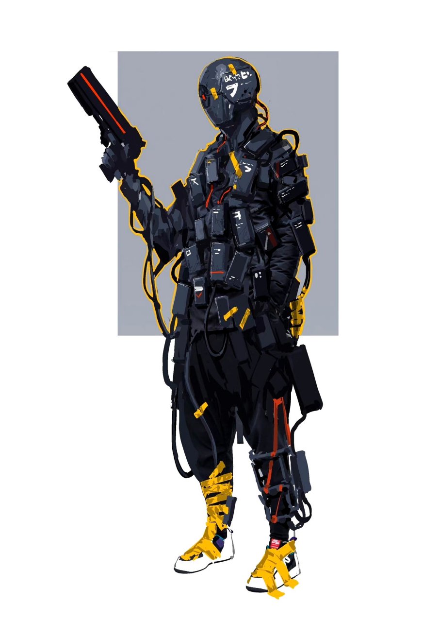 一组机甲与外骨骼装甲设定欣赏,by shinku kim.#动漫# #插画# #机甲