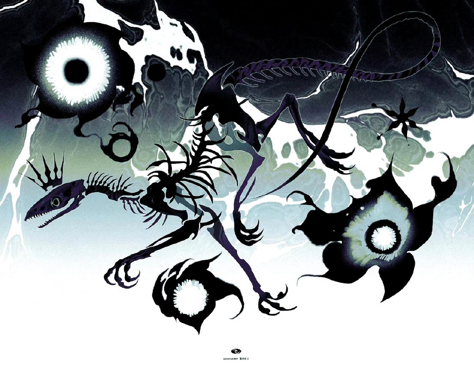 一组充满水墨风格的奇幻生物插画欣赏,by 风目艮.