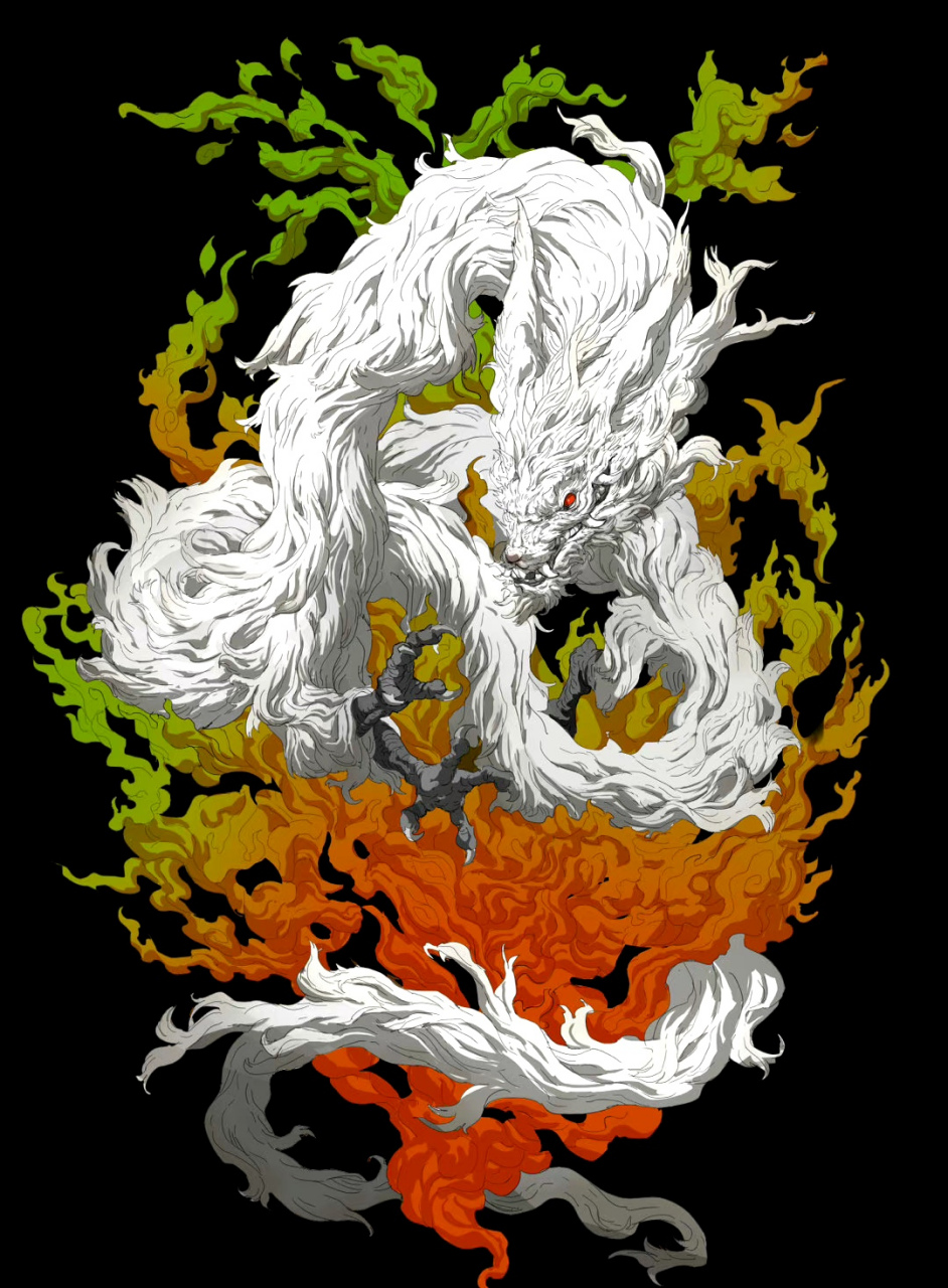 一组形态各异的神龙插画作品,用现代笔法重新诠释了神话生物,by