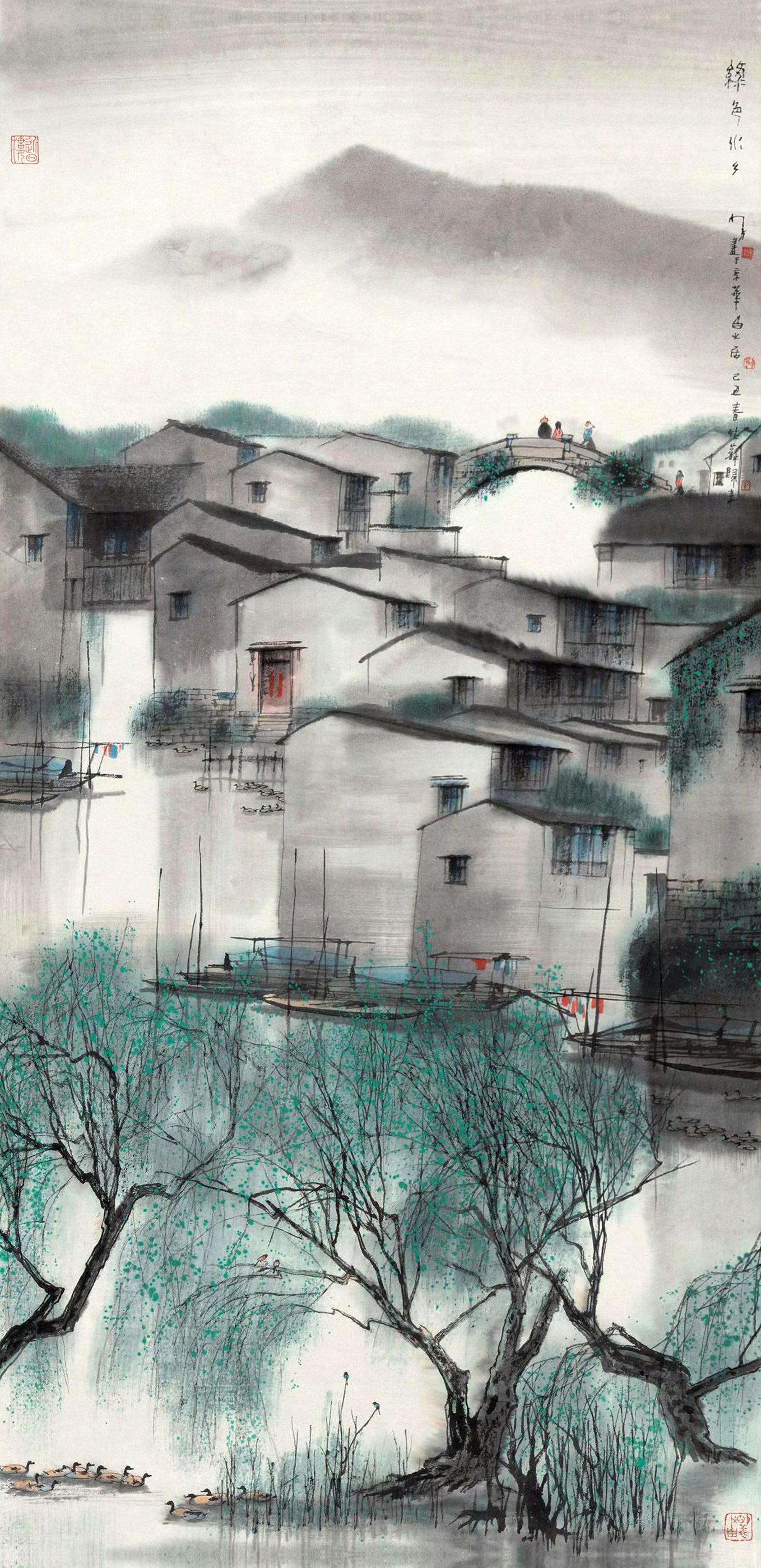 画家杨明义江南水乡水墨画欣赏