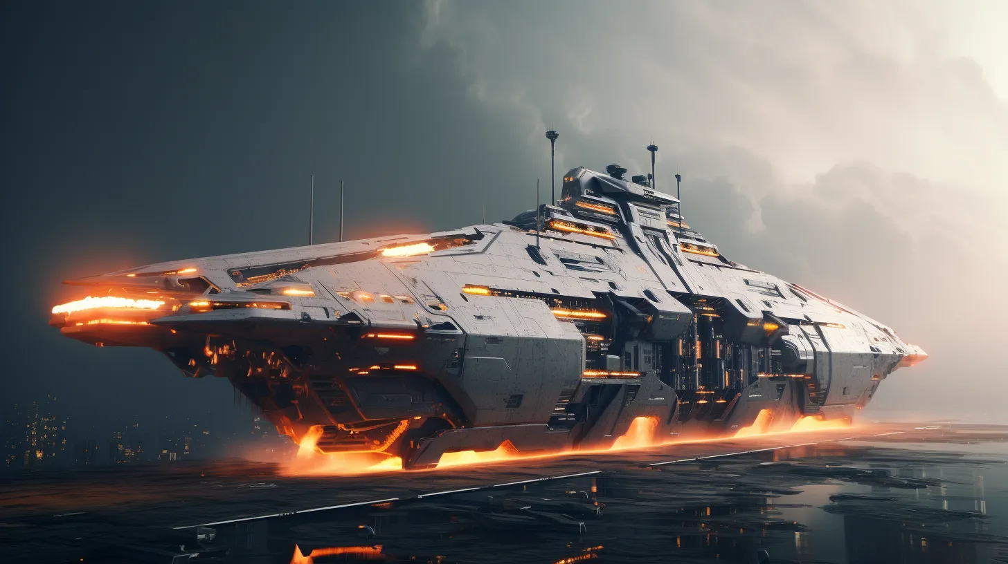 ai生成的一组太空战舰设计作品,展现了人类未来各种造型的飞船,期待这