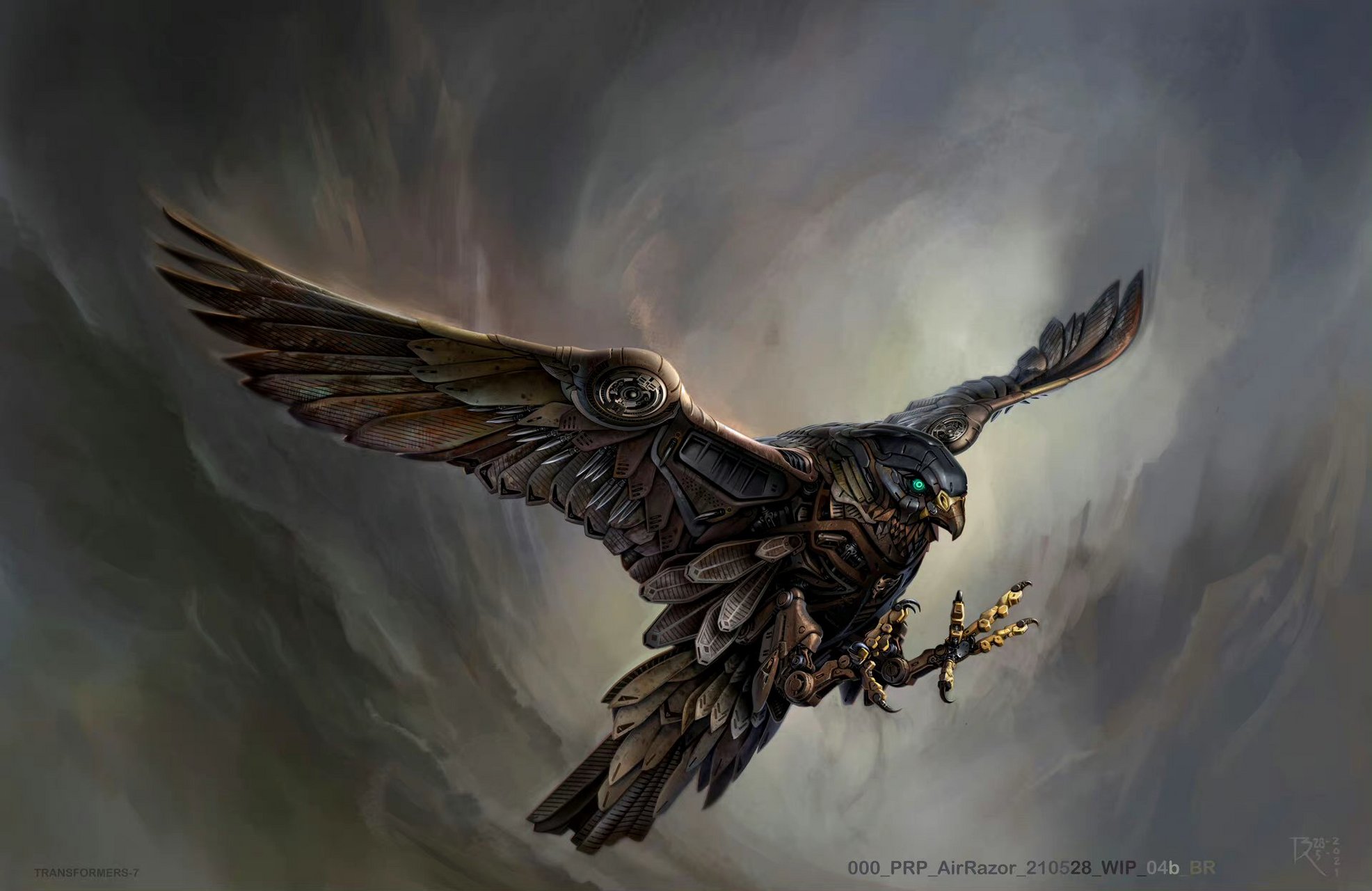 电影《变形金刚:超能勇士崛起》飞箭勇士早期设定图,设计师bartol