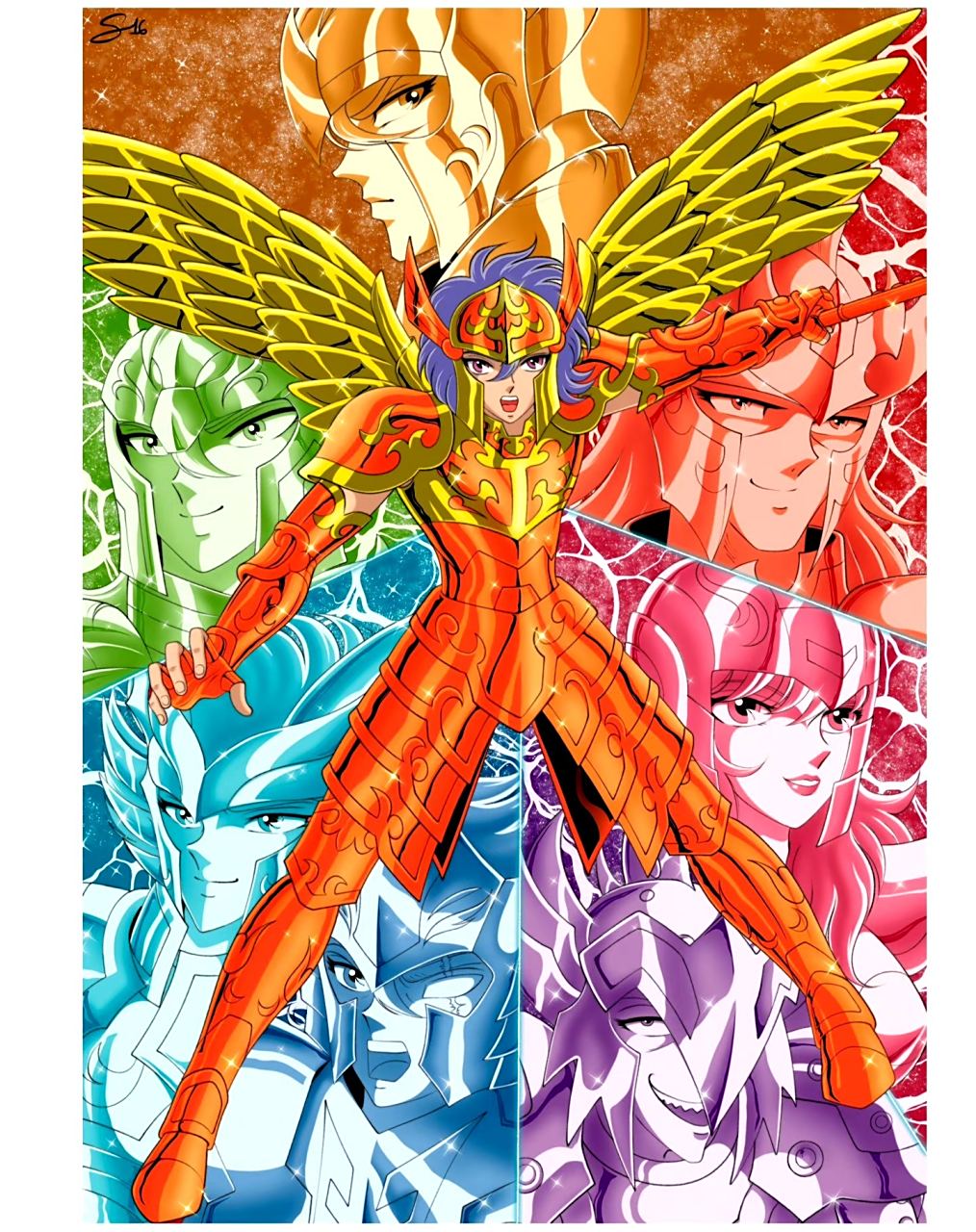 圣斗士新作《海皇再起》七将军与美人鱼新海报重涂, by santiyasha16.