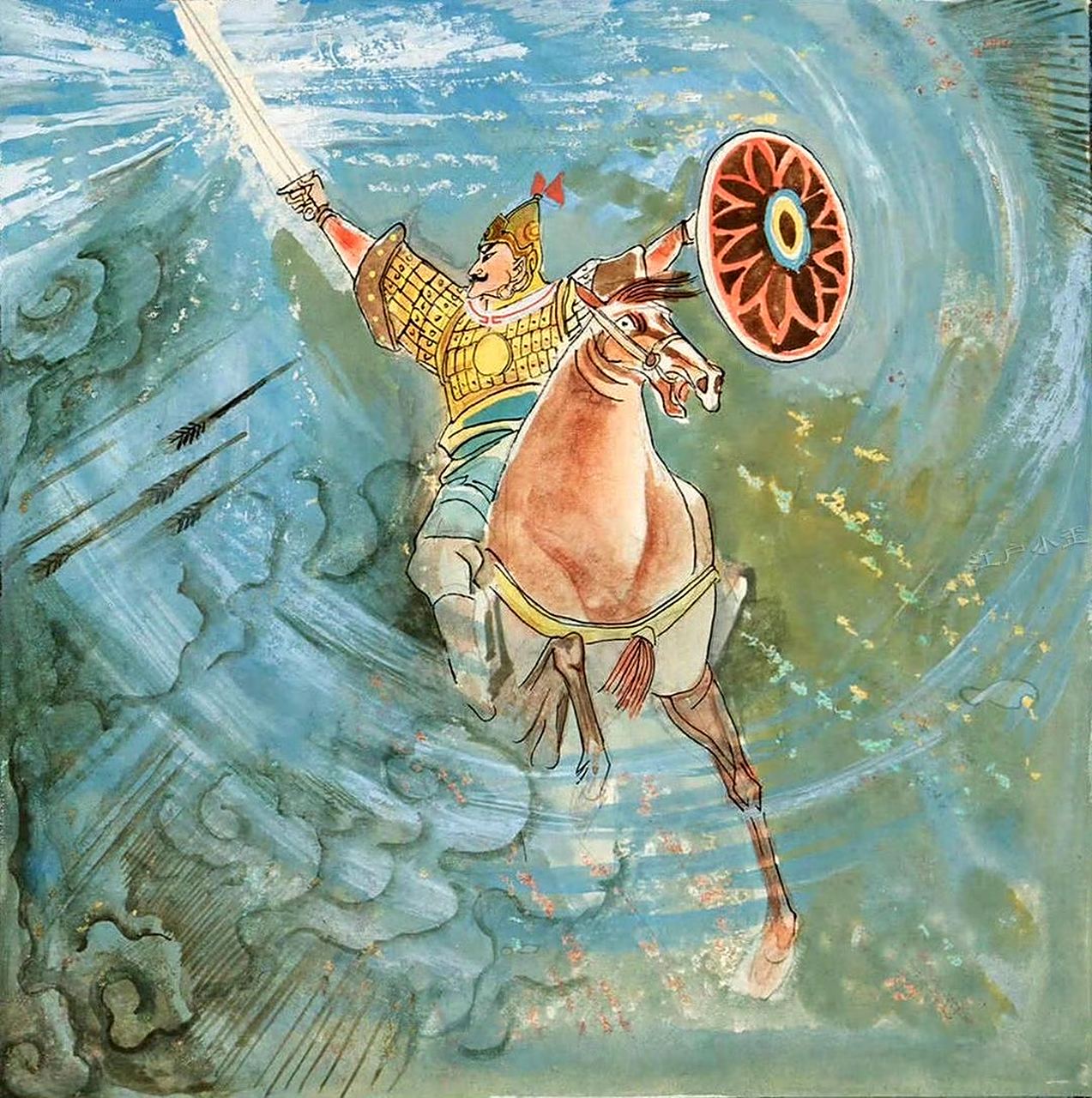 画家妮玛泽仁绘制的《格萨尔王传》插画作品欣赏,描绘了藏族人民的