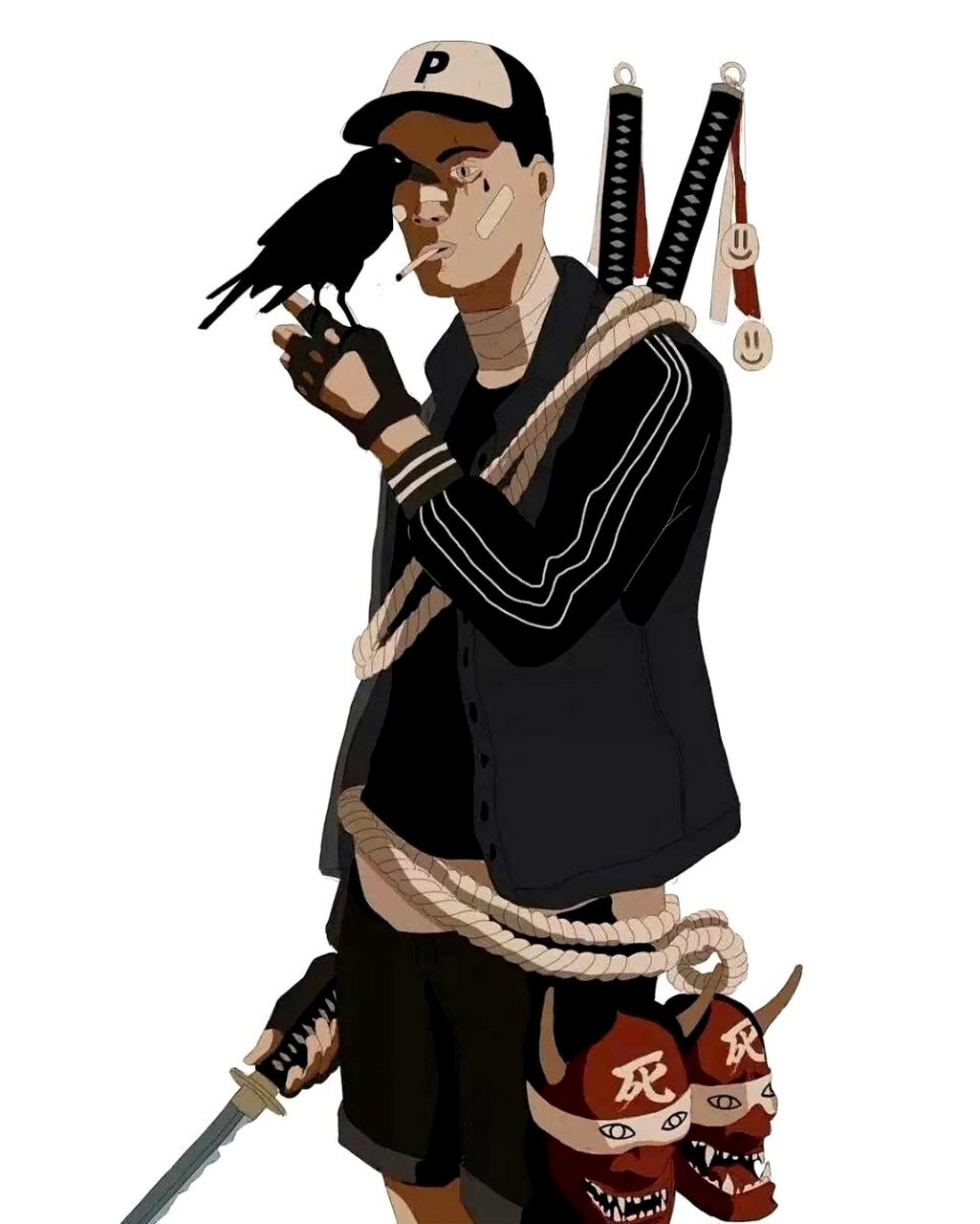 一组街头时尚的人物插画,现代鬼杀队,by mau lencinas.