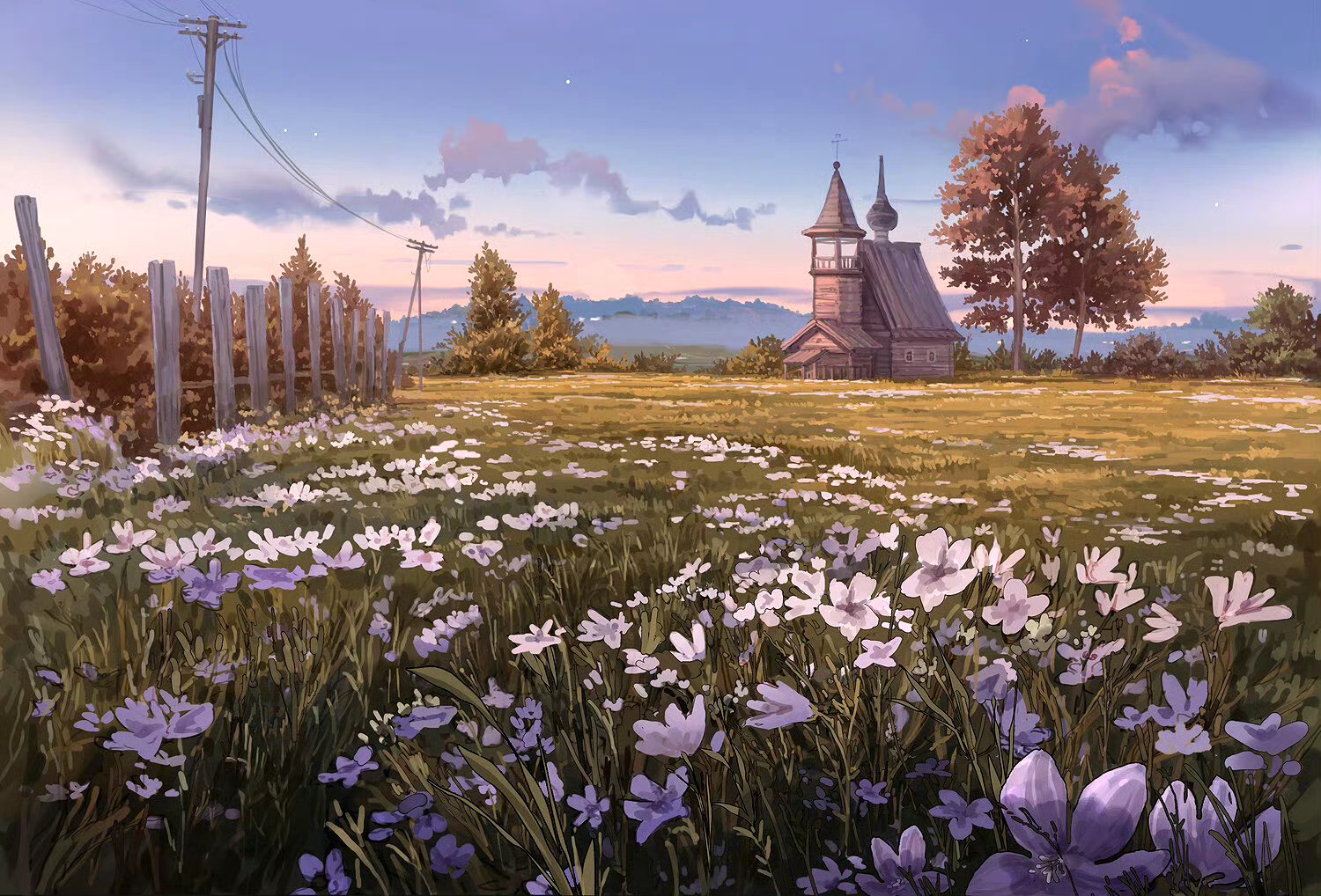 其作品色彩迷人,意境优美,用光柔和,能够营造出温暖而梦幻的氛围