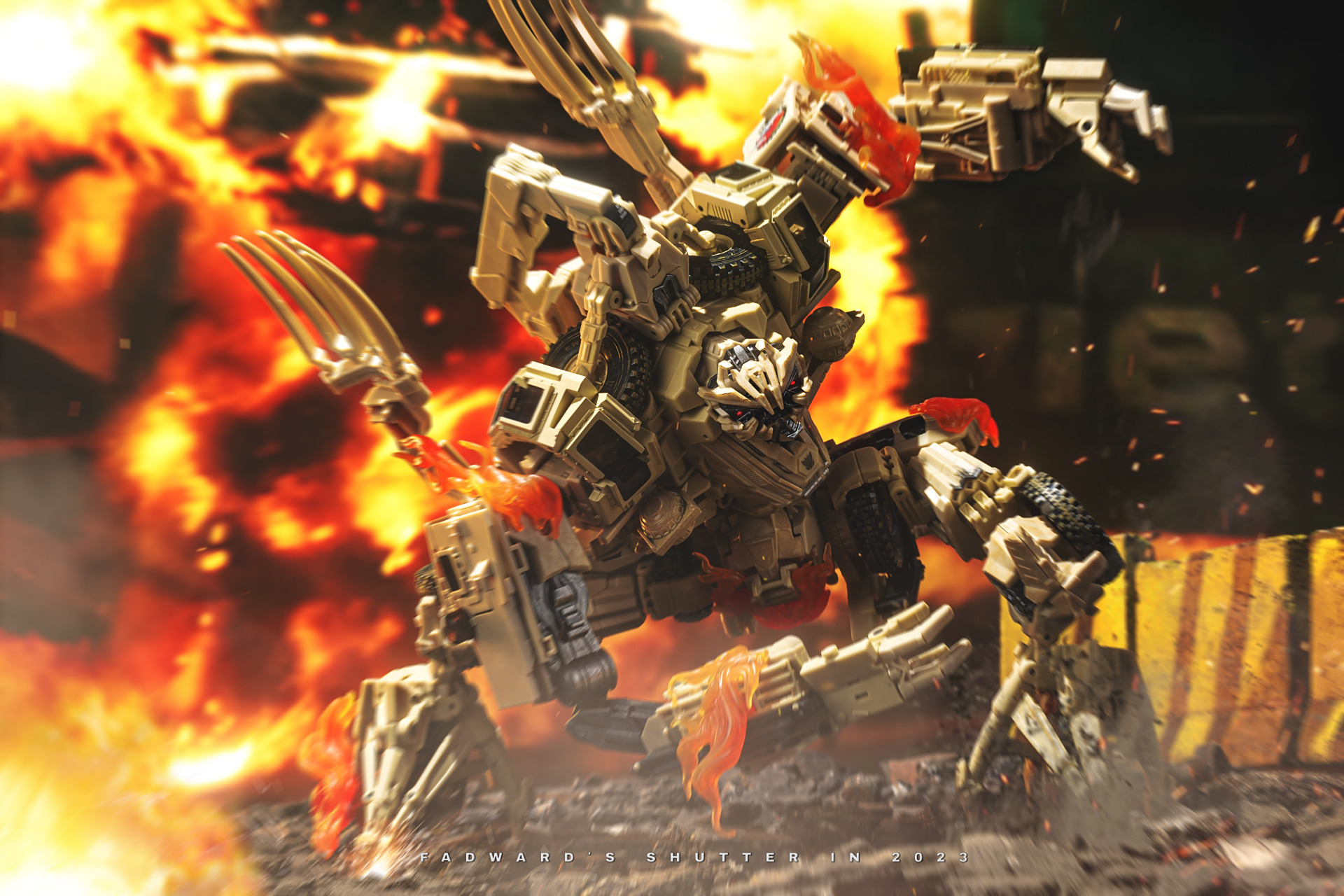 模型欣赏:变形金刚  mpm14 碎骨魔,载具形态为水牛防地雷反伏击车,by