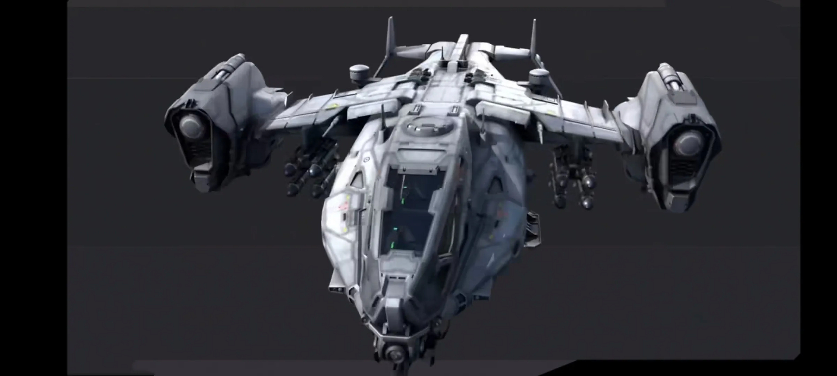 建模欣赏:一组科幻风格的武装运输机建模,功能类似米-24直升机.