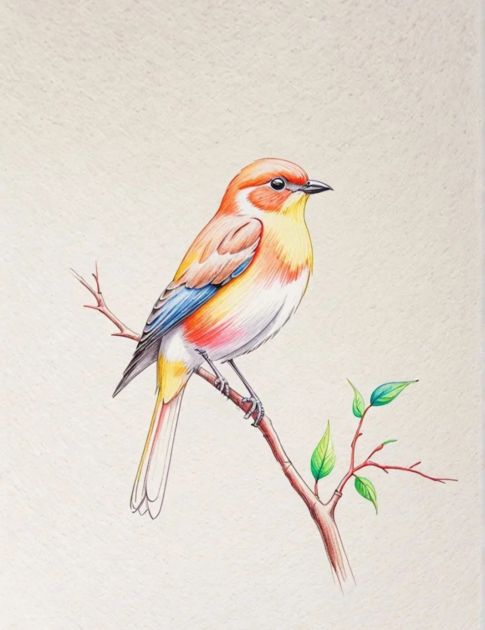 分享一组鸟类插画作品,用绚丽的色彩描绘了立在枝头的小鸟,造型生动而