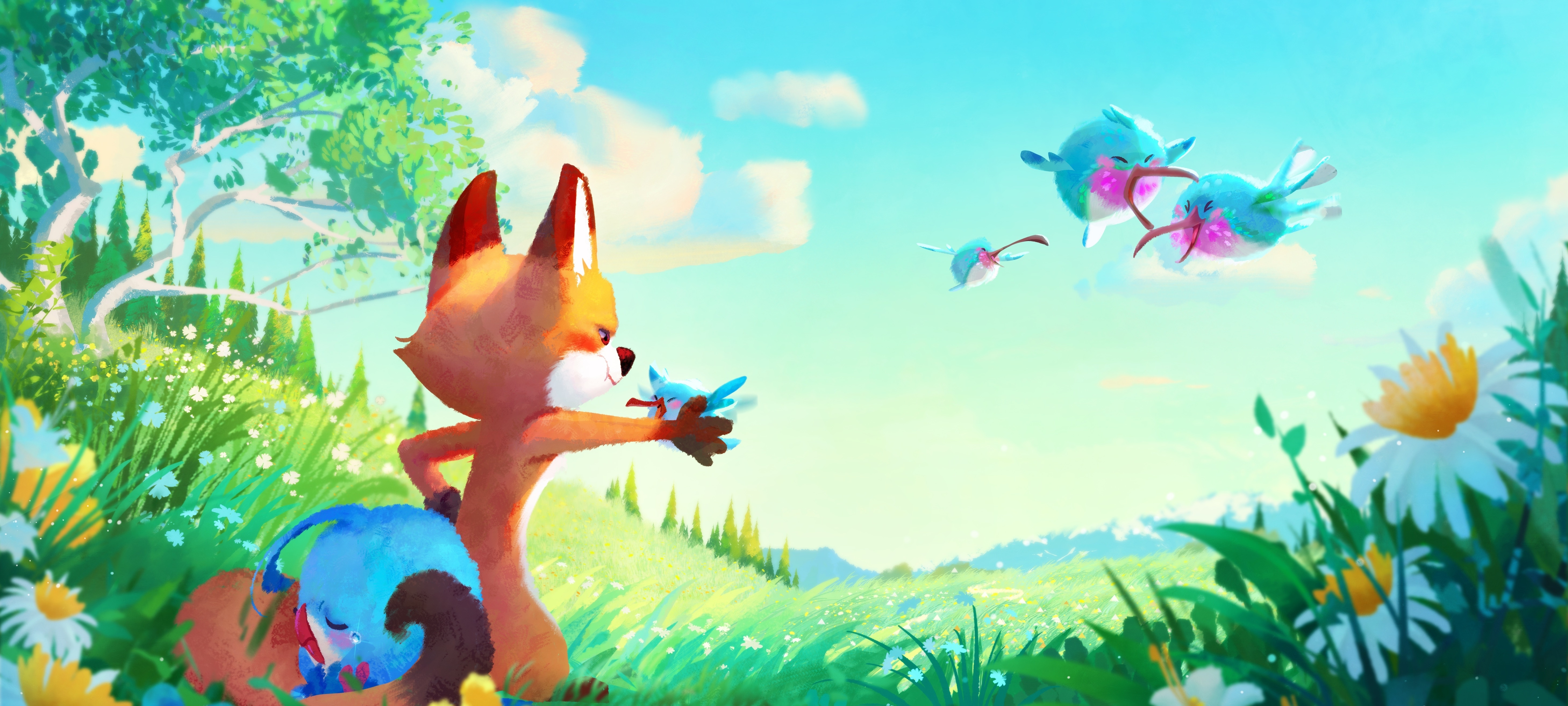 画师"烤鱼"绘制的一组动漫插画作品,描绘了小狐狸kuli的故事,画面温馨