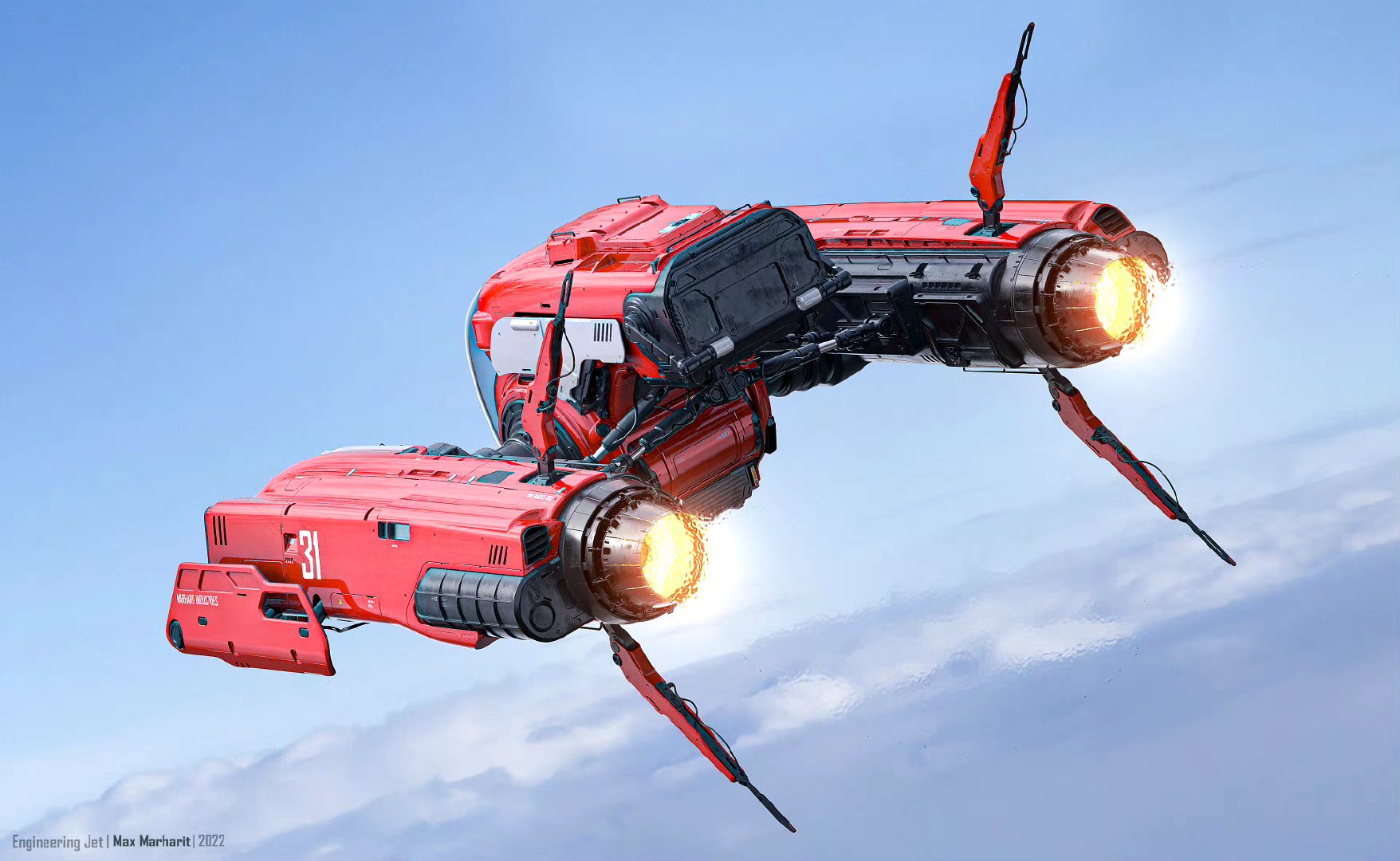 建模欣赏:单座小型飞行器,by max marharit 676767.