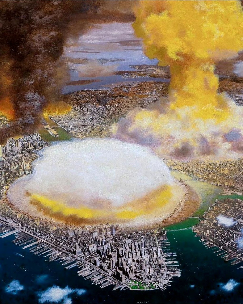 画师chesley bonestell科幻场景插画欣赏,爆炸的艺术.