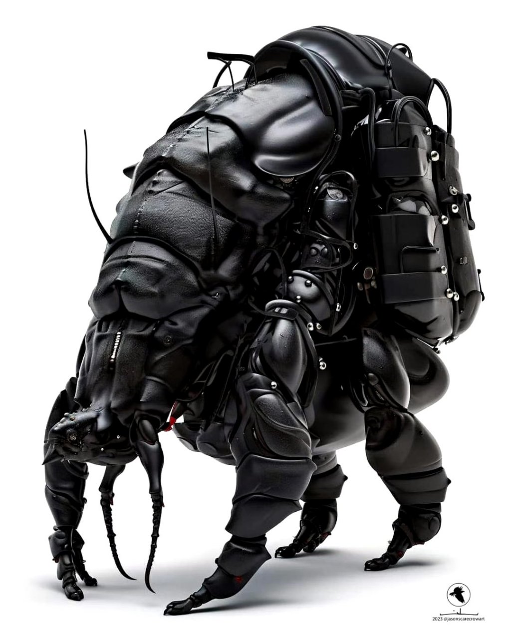 一组ai生成的外骨骼作战服设计,结合了赛博朋克与生化科技元素,by mid