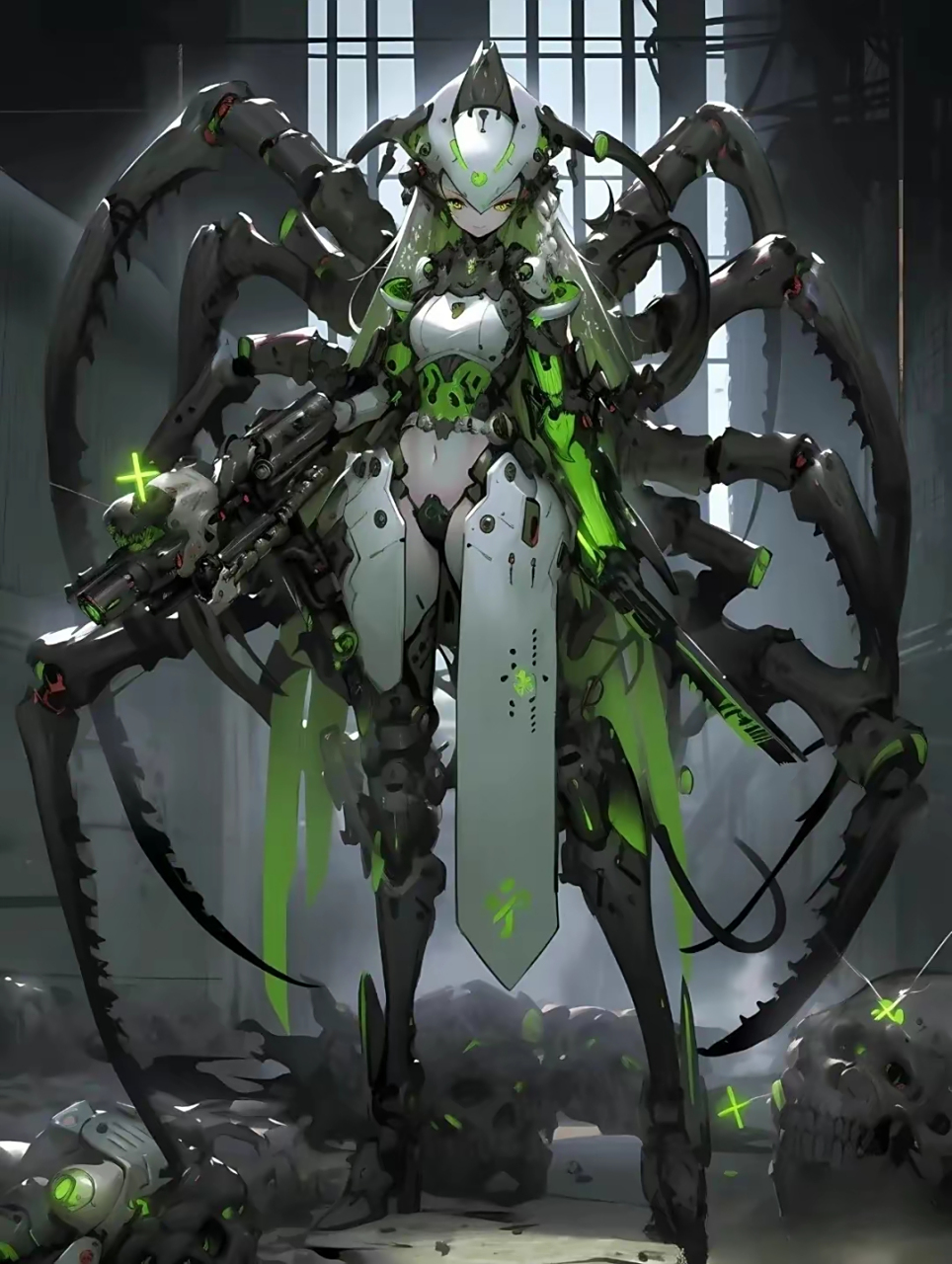 ai生成的一组科幻人物插画,蛛型仿生机器人,by midjourney.