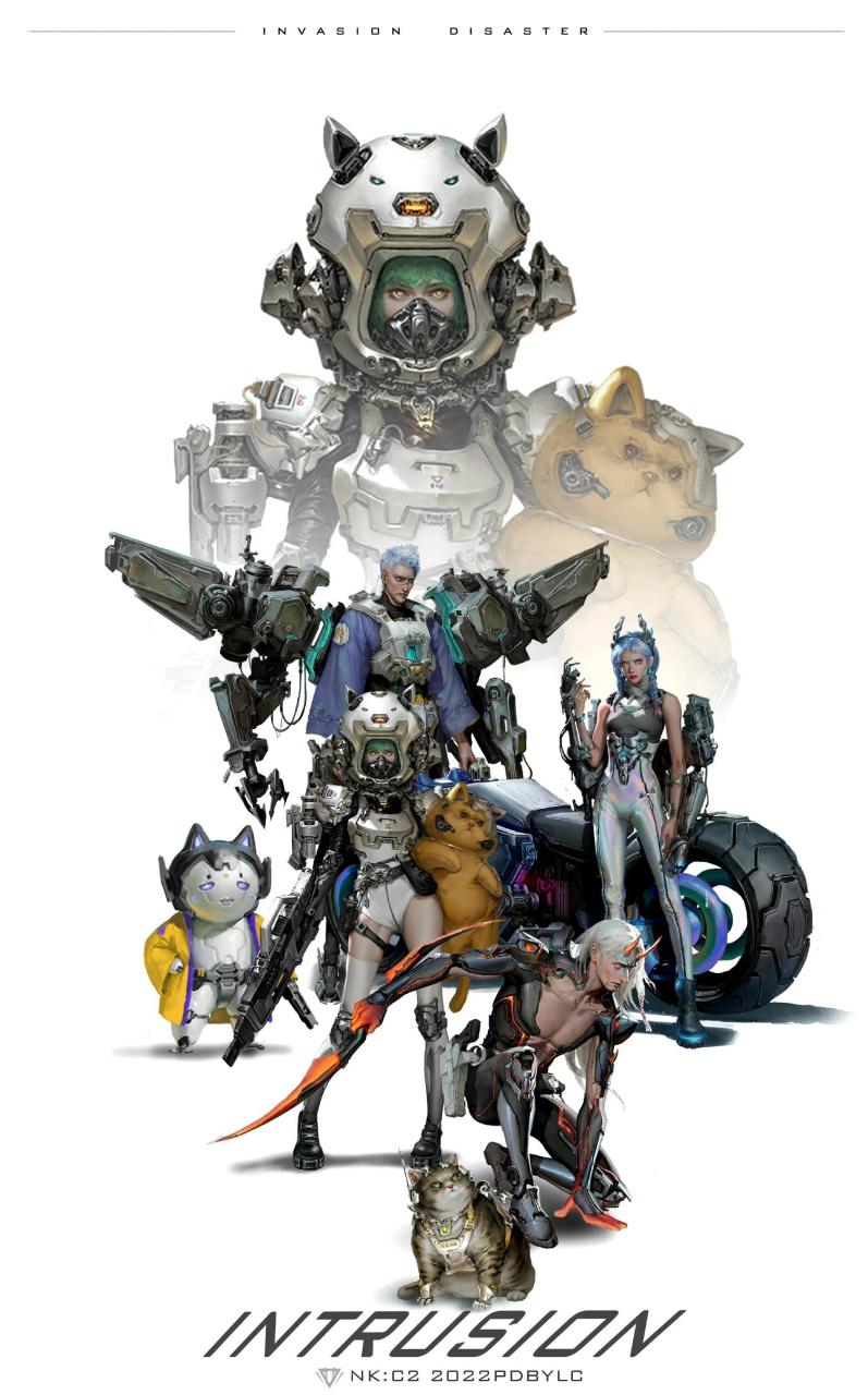 一组人机融合的科幻角色插画,描绘了未来的一种可能,by 陆尘尘尘.