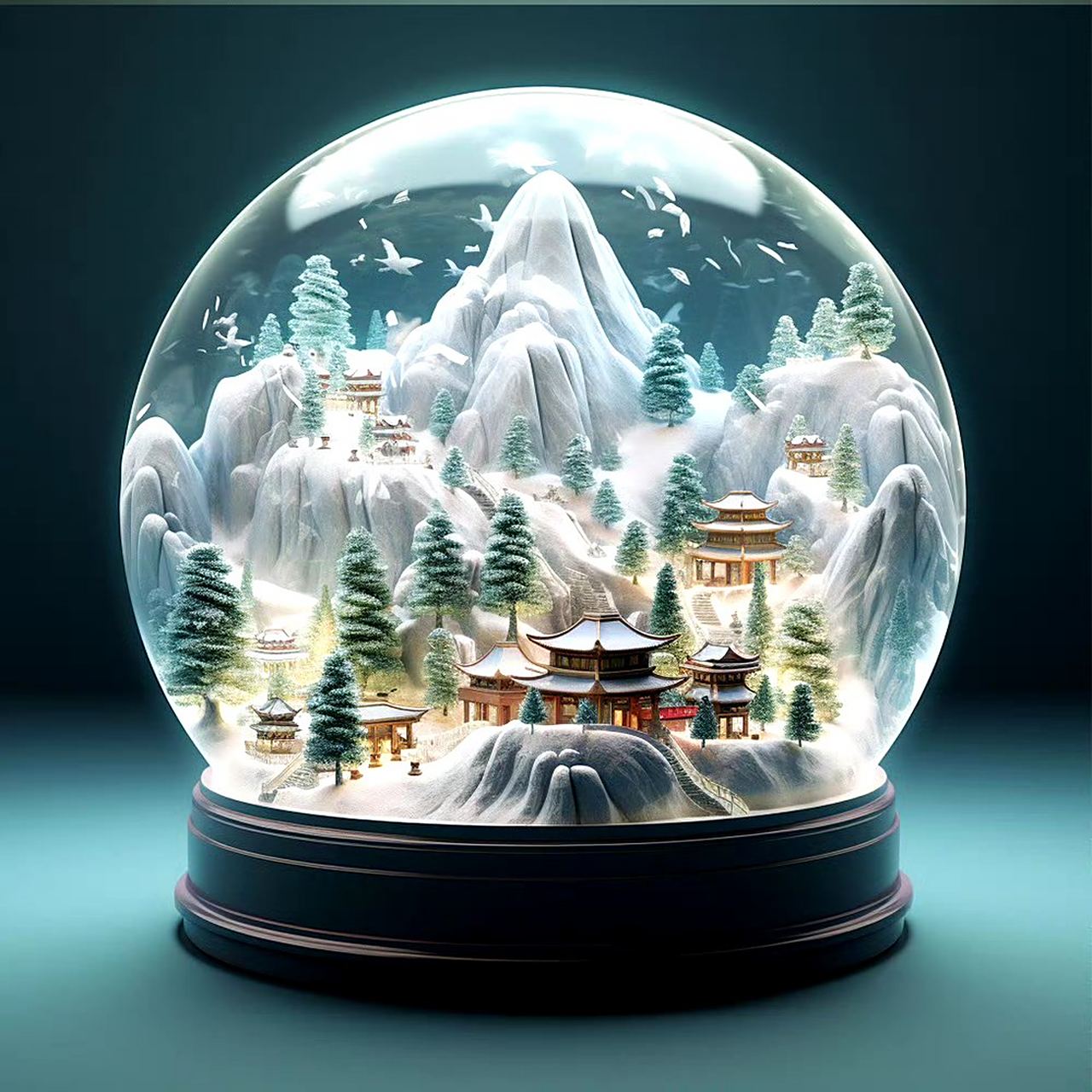 一组ai生成的水晶球插画,方寸之间展现美丽景色,by midjourney.