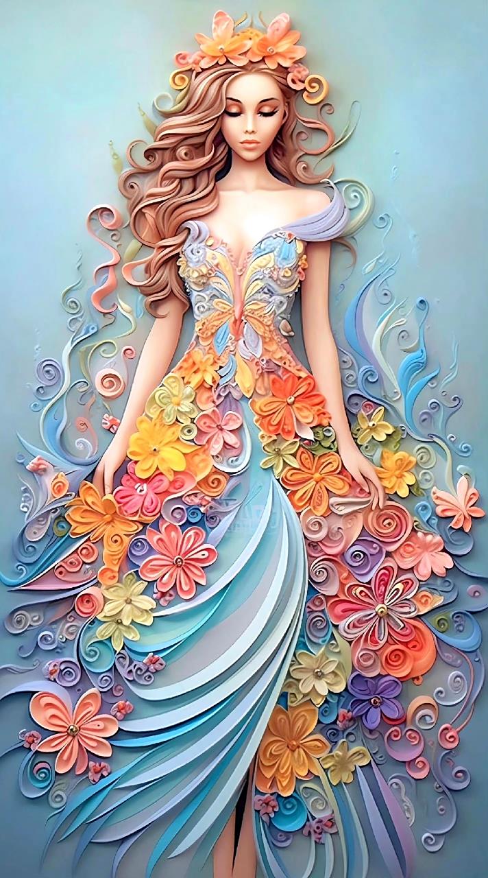 ai生成的一组衍纸风格的人物插画,真人芭比.#动漫# #插画# #二次元