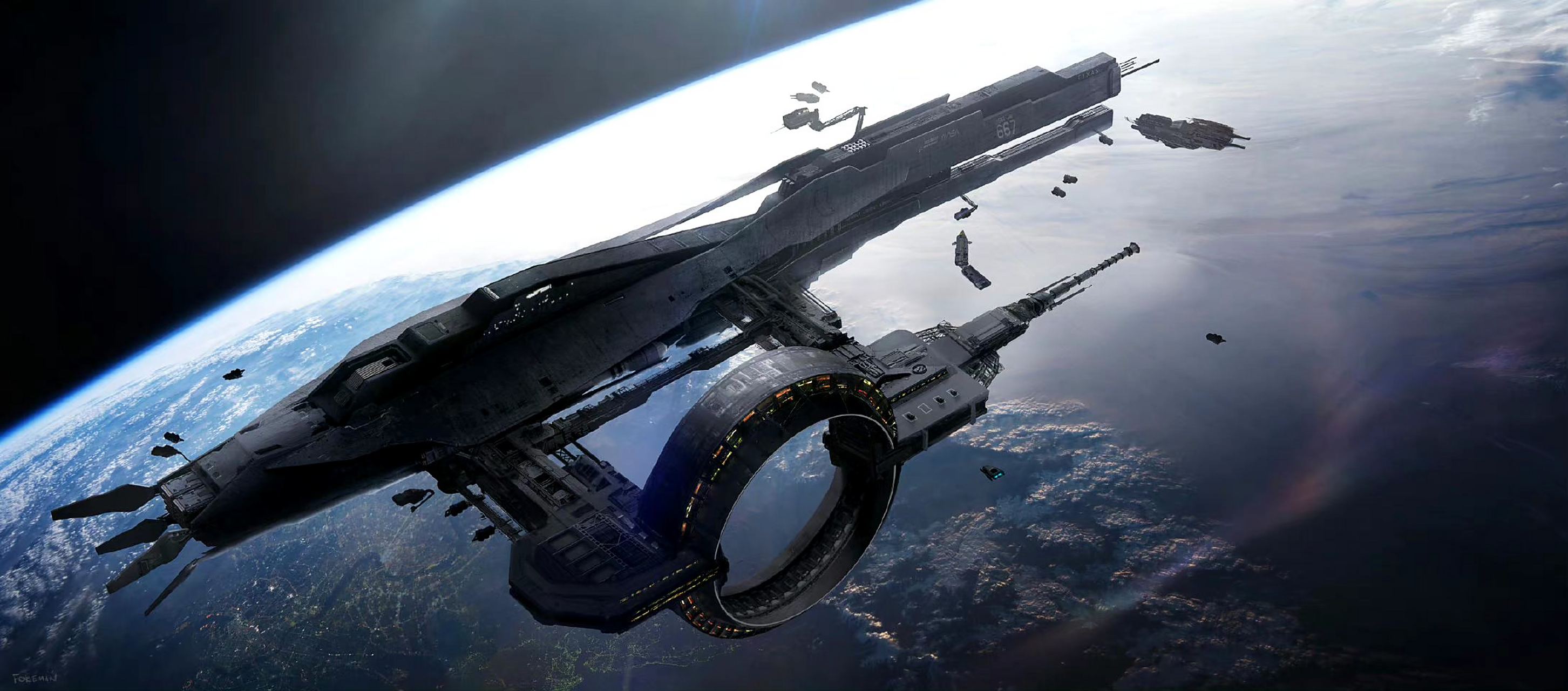 建模欣赏:宇宙战舰"德克萨斯号",by 画师nick foreman.