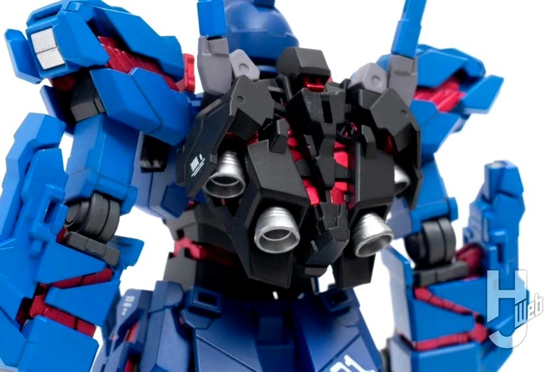 苍蓝独角兽高达,利用hg独角兽和吉姆3的套件,制作出安装exam系统的