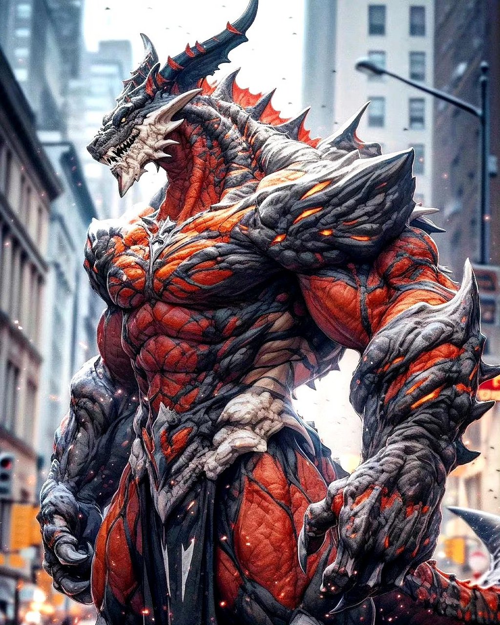 一组ai生成的动物拟人插画作品,将动物都变成了筋肉战士,by mid