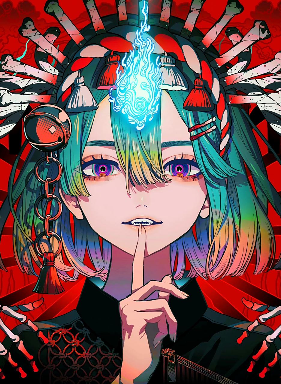 插画师 秋赤音 动漫人物插画欣赏,颜色明艳,风格怪诞,画面让人印象