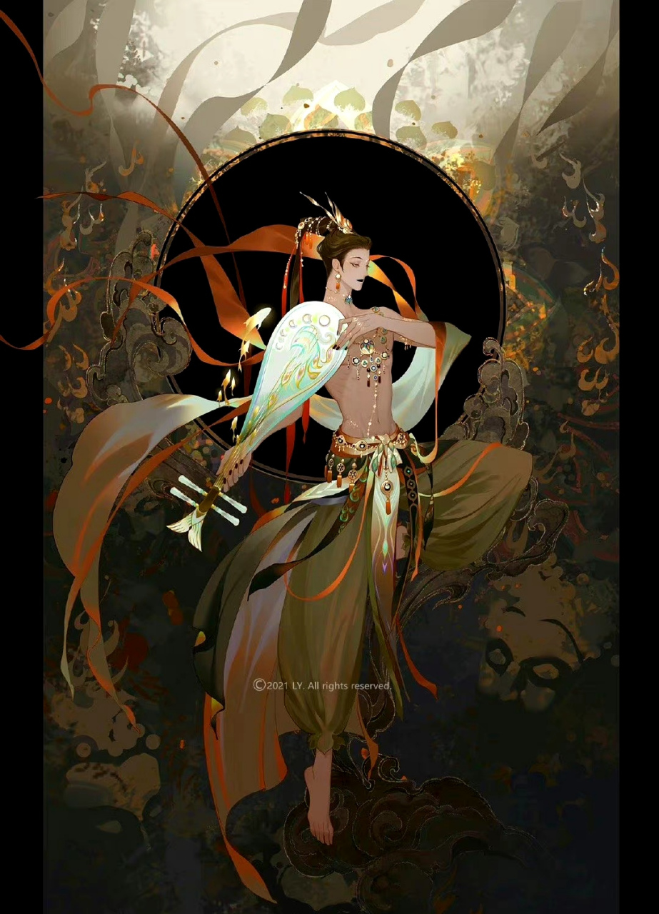 一组国风插画欣赏:敦煌飞天,by 炼妖ly.#动漫# #插画# #国风召集令