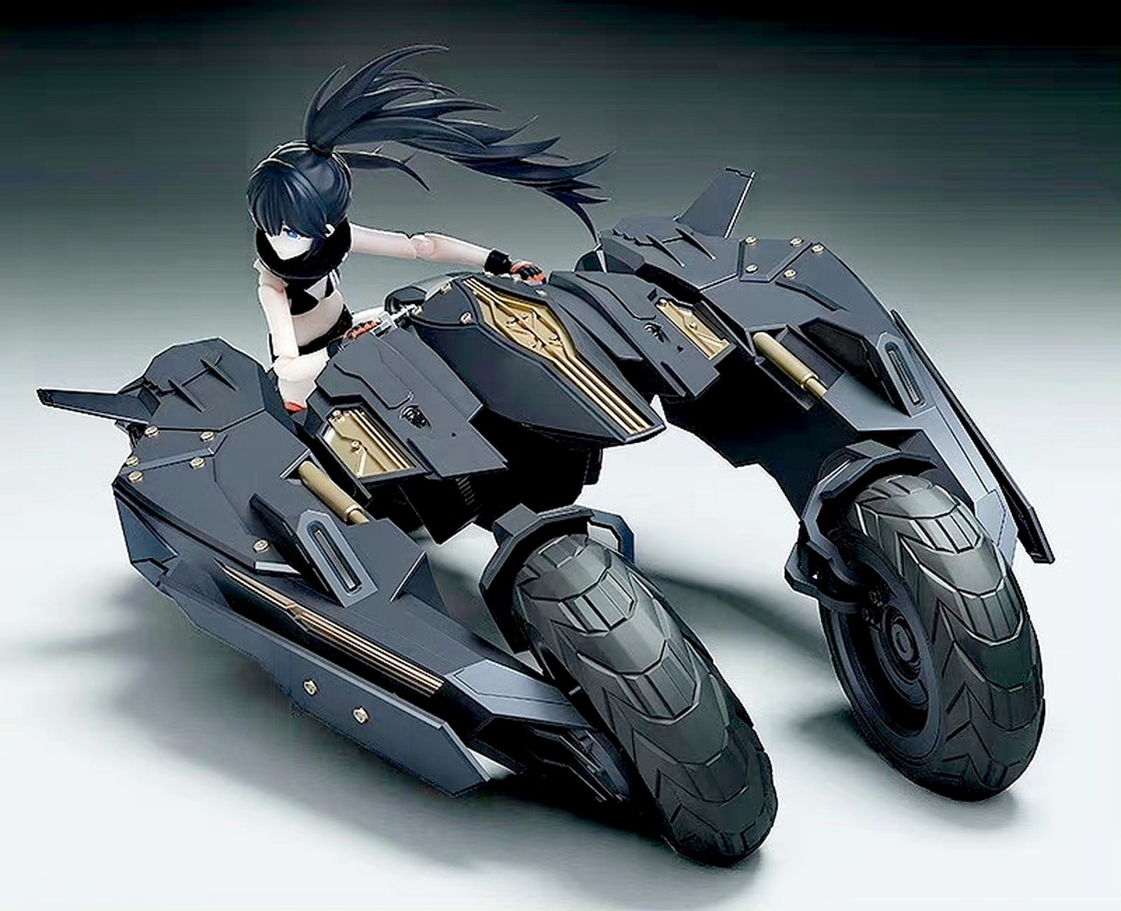 模型欣赏:maxfactory plamax 黑岩射手 黎明降临 黑三轮摩托机车拼装