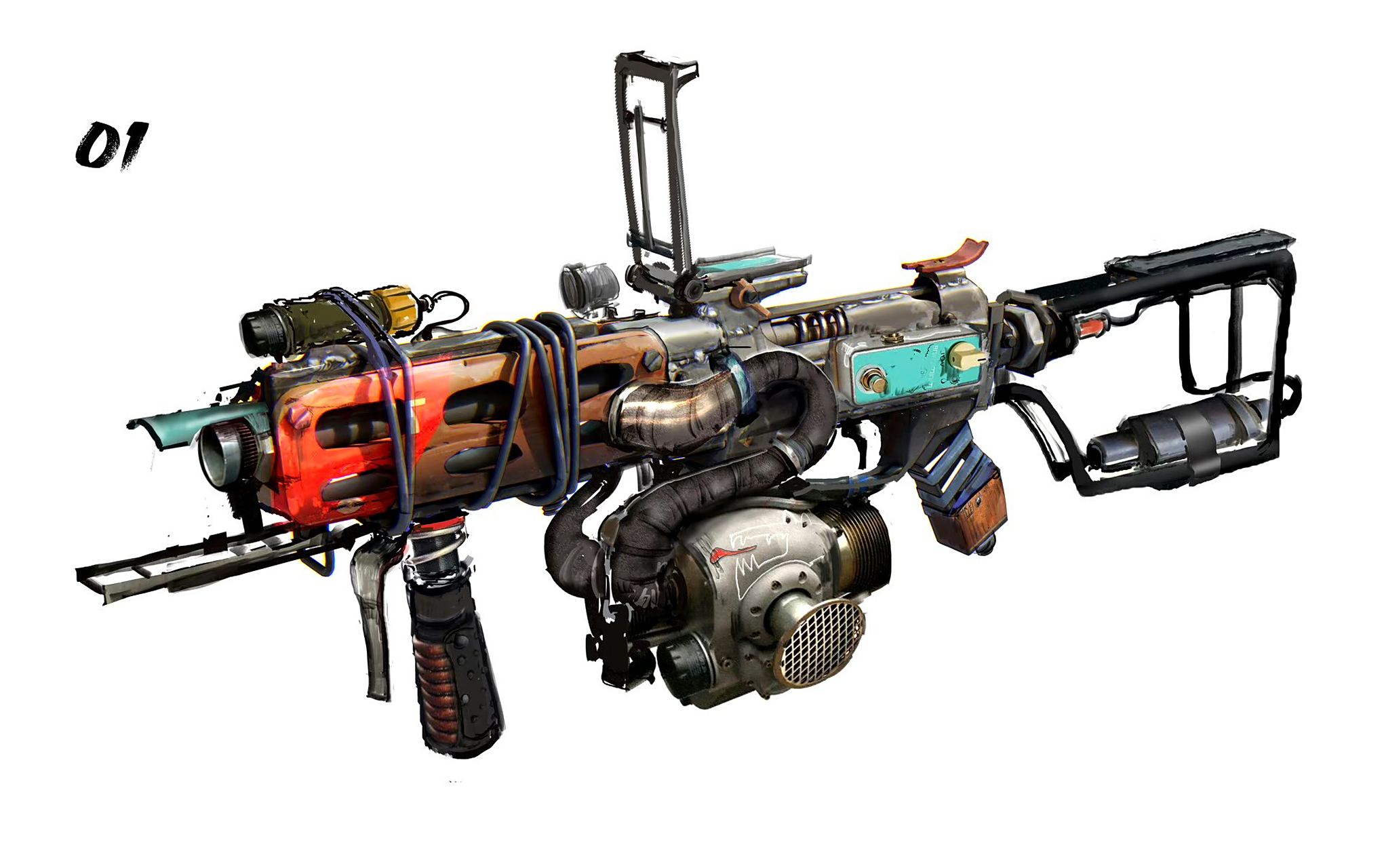 一组废土风格的游戏武器设计,by yuan z s.#动漫# #插画# #游戏
