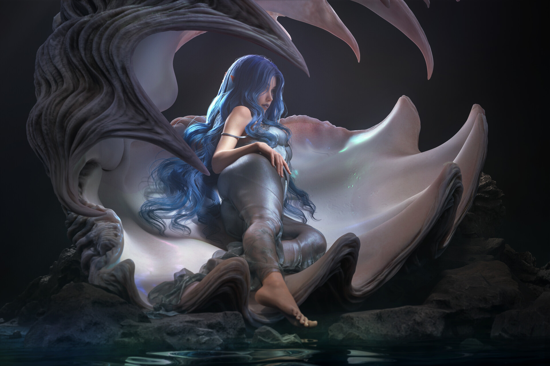 建模欣赏:贝壳精灵,建模师michael mao.#动漫# #模型# #二次元