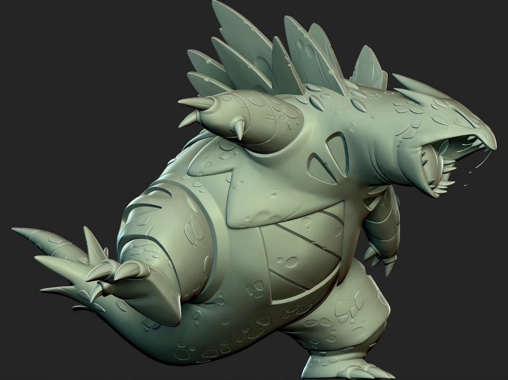 建模欣赏:精灵宝可梦 班基拉斯, 建模师chris silva,参考原画nicola