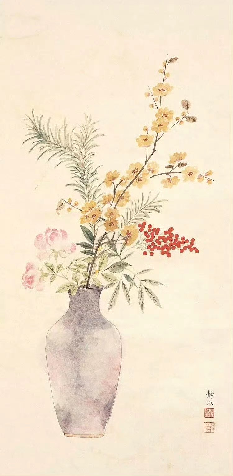 她的画作不仅形态逼真,色彩和谐,更重要的是传递出一种宁静致远的意境