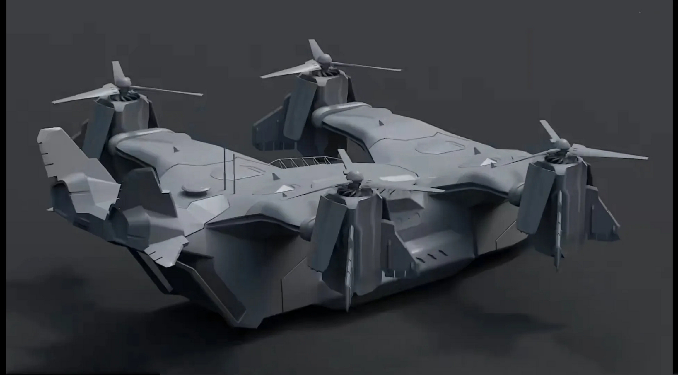 建模欣赏:四旋翼倾转旋翼机建模,兼具武装攻击与运输功能