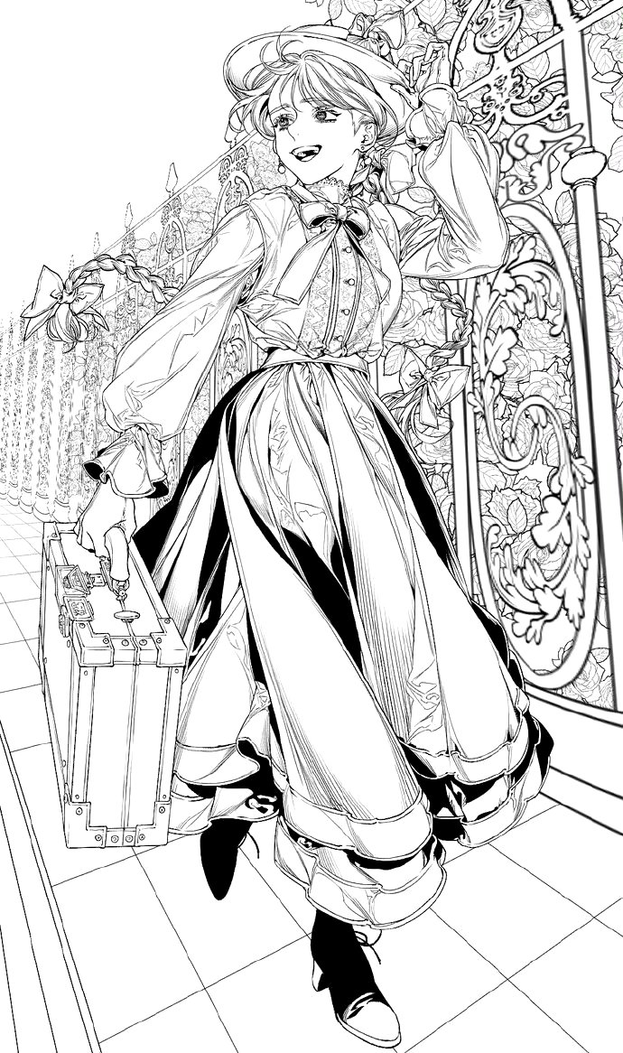 精致黑白线稿复杂动漫专业线稿作品欧式风格动漫图片美丽线稿华丽华丽