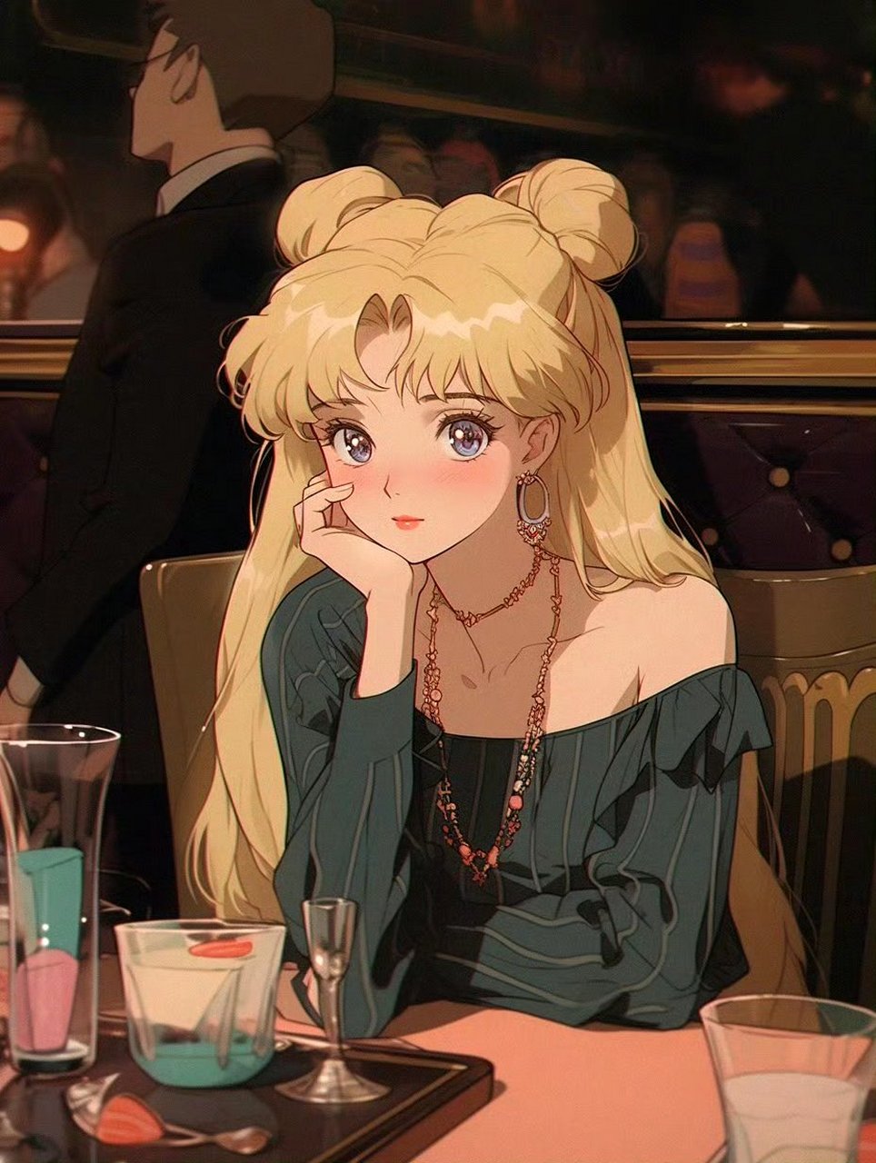 一组ai生成的动漫角色插画作品,美少女战士 月野兔.