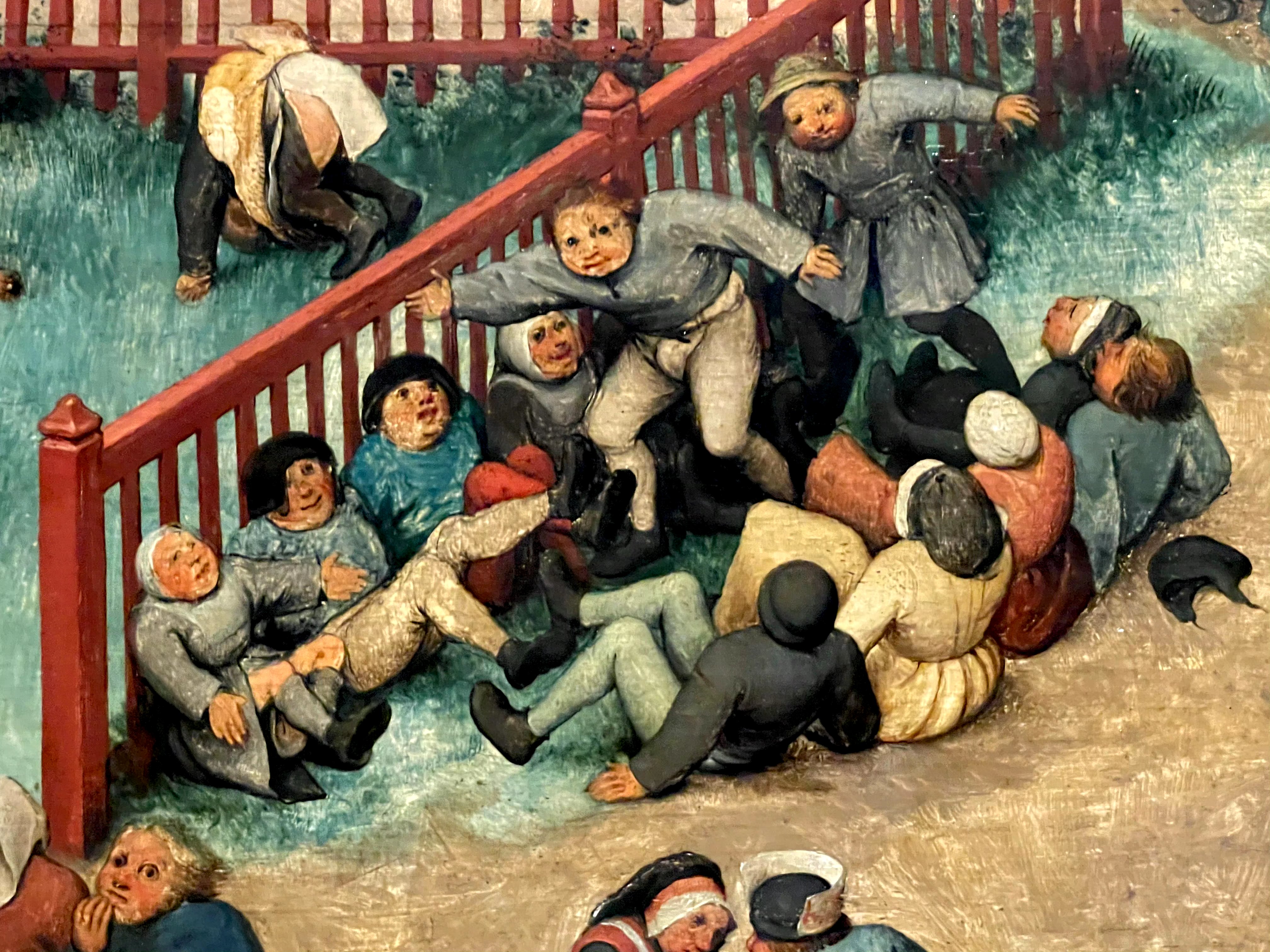 维也纳艺术史博物馆收藏的老彼得·勃鲁盖尔作品《儿童游戏》,展现了