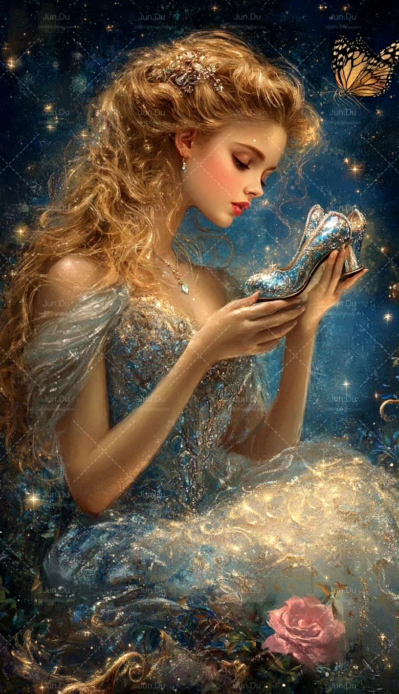 分享一组ai生成的《灰姑娘》插画作品,用绚丽的色彩再现了辛杜瑞拉